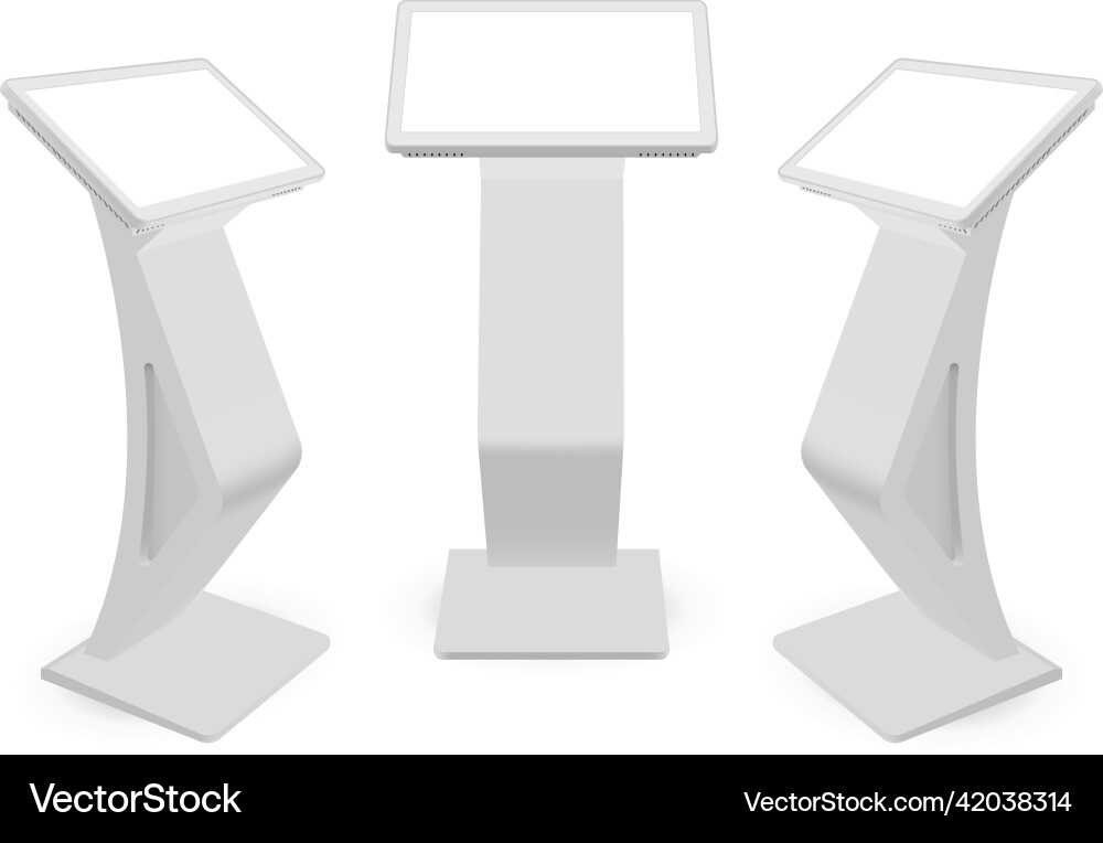 Touch screen information kiosks front side view Touch screen information kiosks front side view vector image