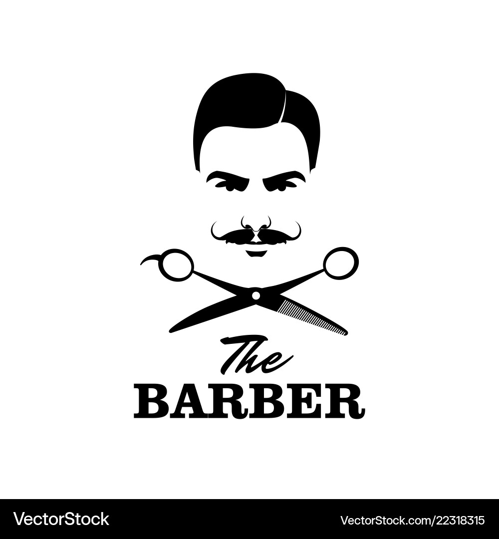 Barber with Scissors and Mustache Vector Image