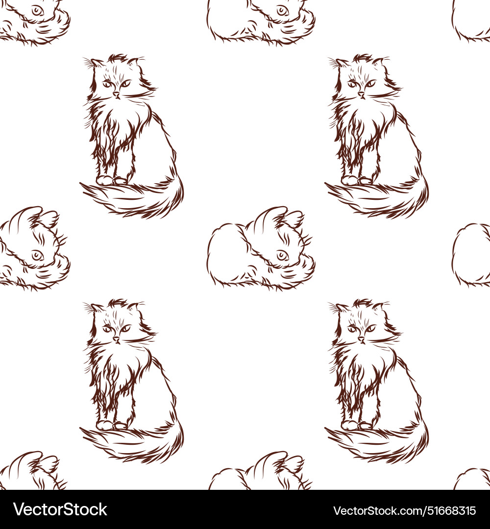Cat in doodle style simple seamless pattern Cat in doodle style simple seamless pattern Vector Image