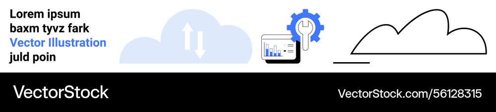 Cloud data sync with analytics dashboard and gear Cloud data sync with analytics dashboard and gear Vector Image