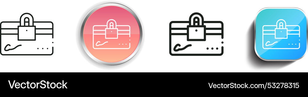 Credit card icon thin linear regular and button Credit card icon thin linear regular and button vector image