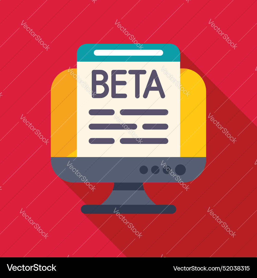 Desktop computer displaying beta software version Desktop computer displaying beta software version vector image