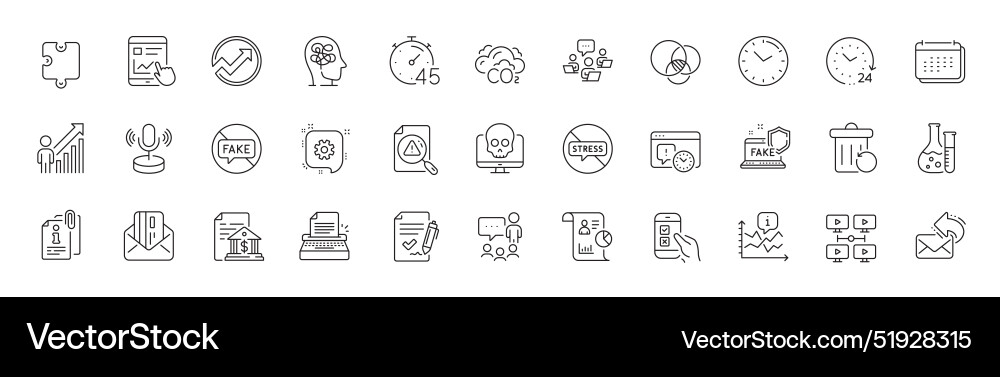 Euler diagram bank document and puzzle line icons Euler diagram bank document and puzzle line icons vector image