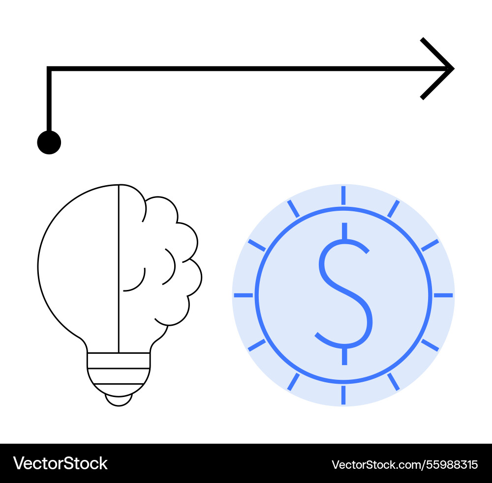 Line path connecting light bulb brain concept Line path connecting light bulb brain concept Vector Image
