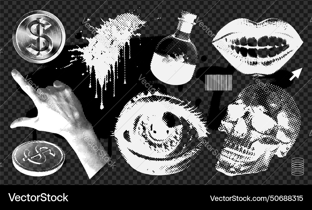 Messy textured graphic elements set for grungy vector image