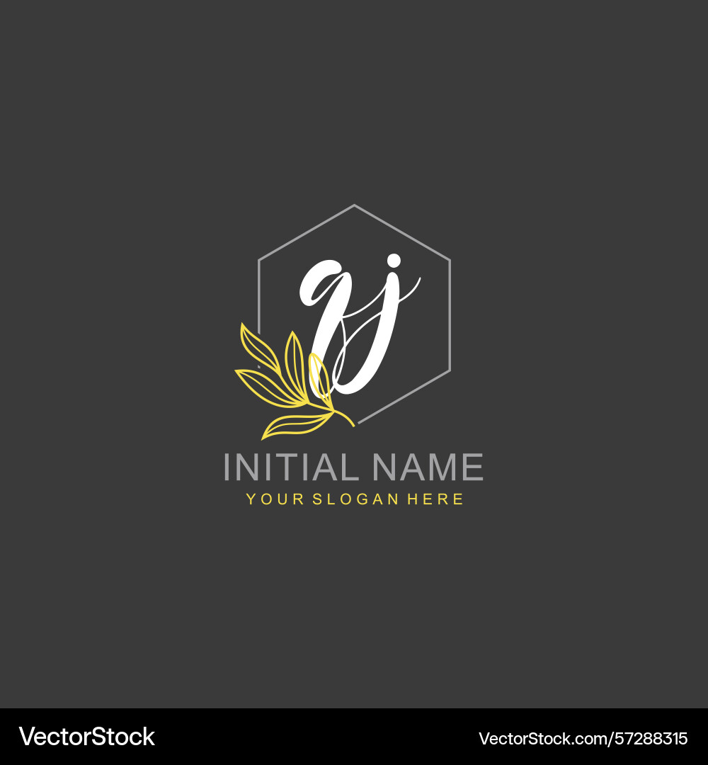 Qj initial logo templates with botanical elements vector image