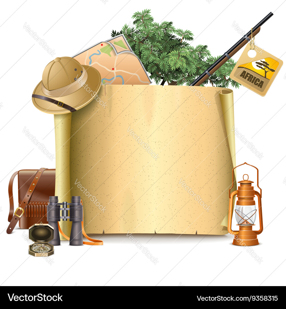 Safari Paper Scroll with Lantern vector image