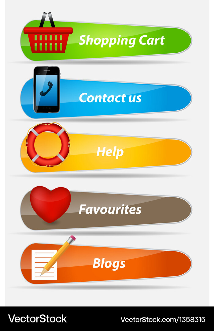 Set of buttons with icons Vector Image