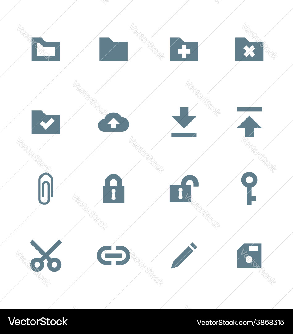 Solid grey various file actions icons set vector image