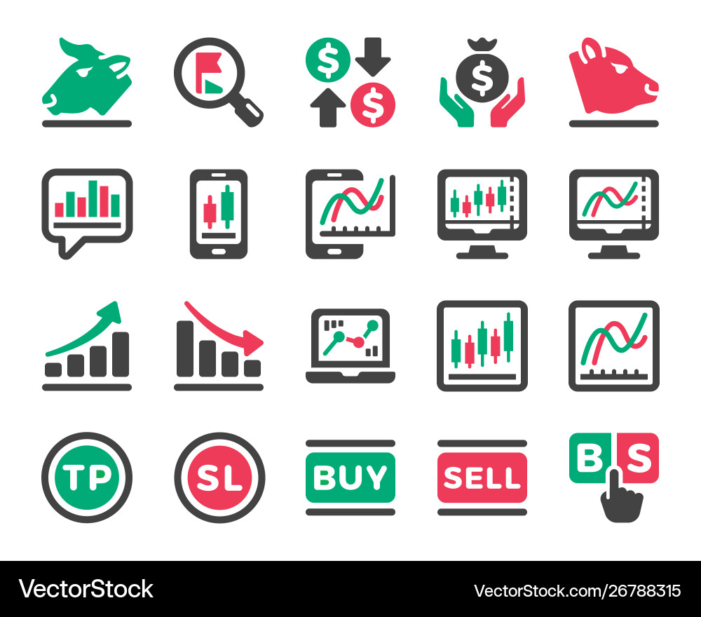 Stockmarkt-Icon-Set Vektorbild