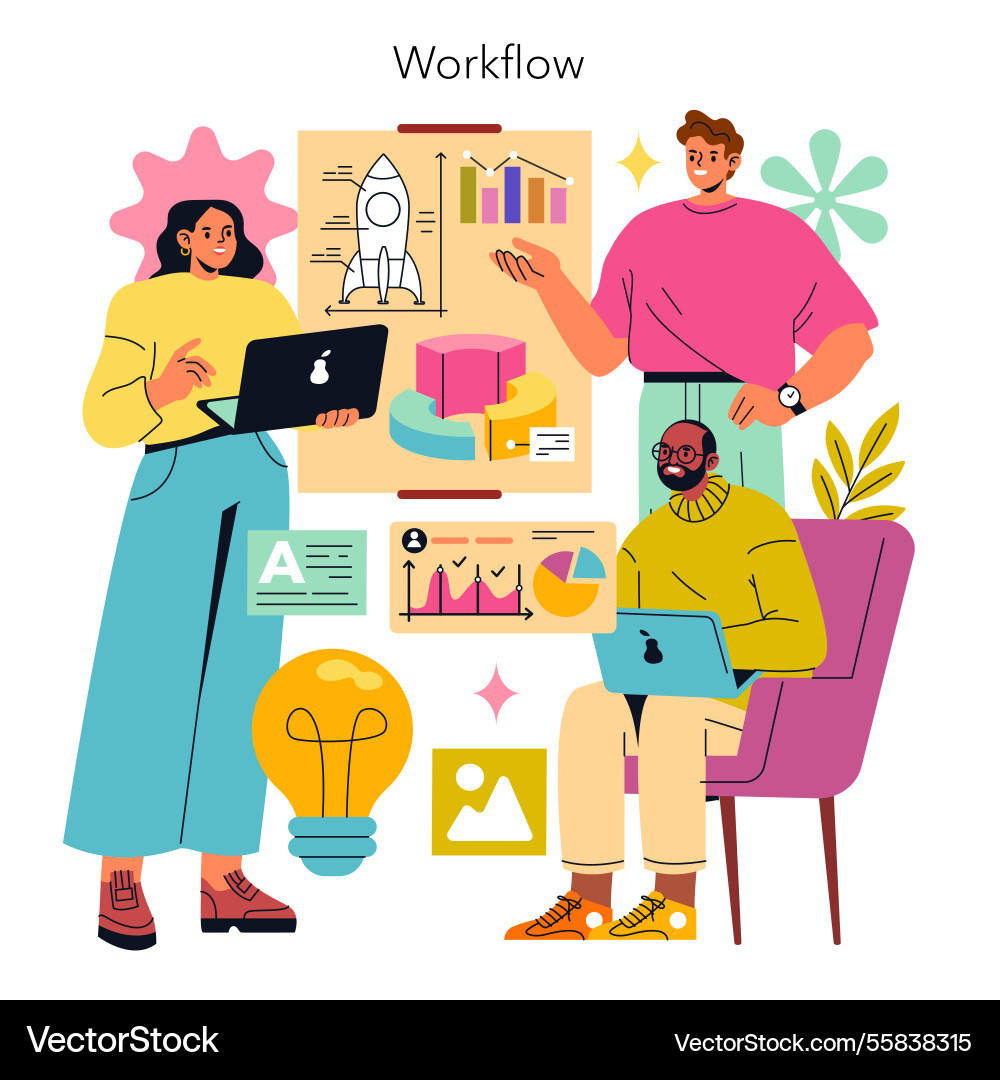 Workflow flat Workflow flat vector image