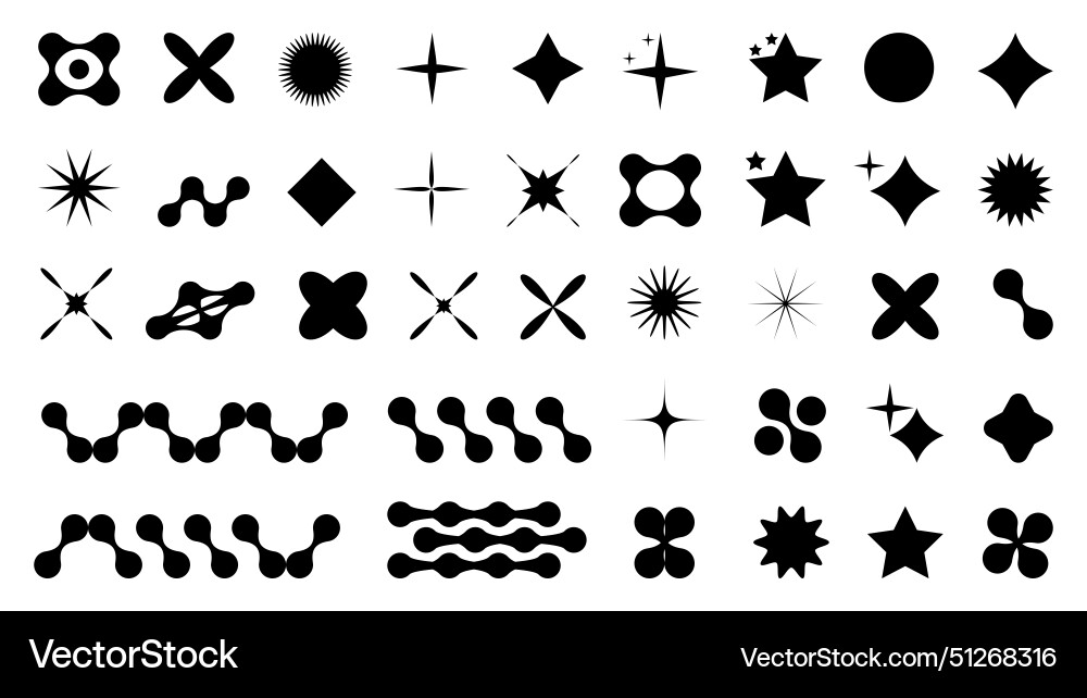 Abstract shapes in y2k style brutalist retro Abstract shapes in y2k style brutalist retro Vector Image