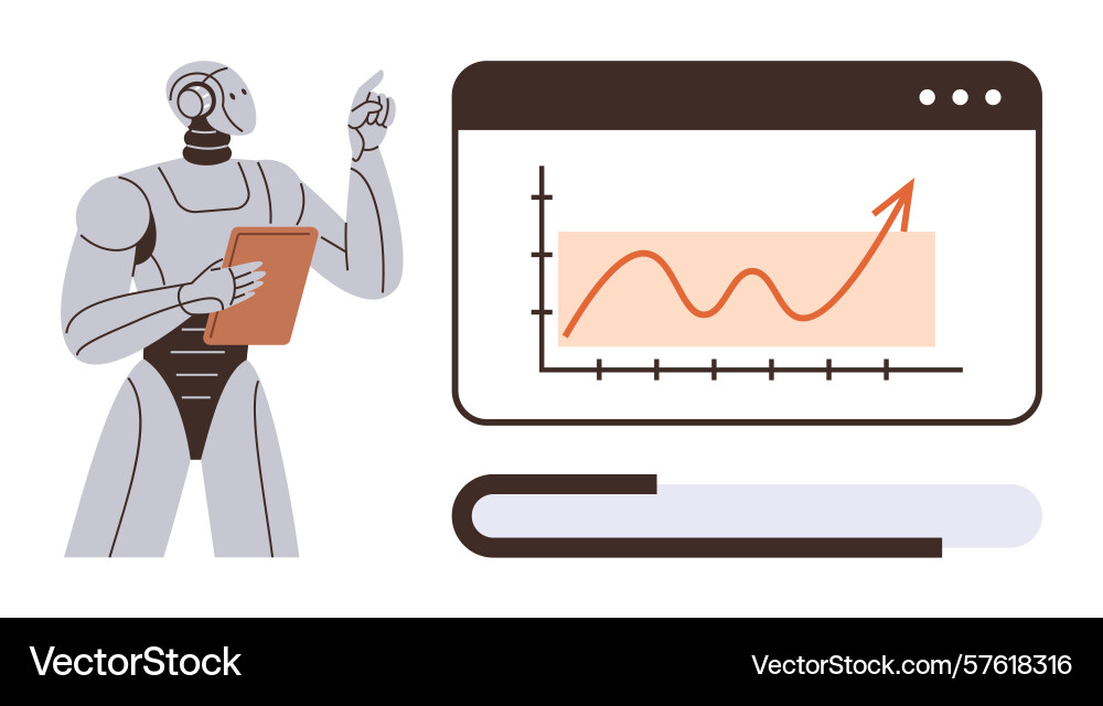 Artificial intelligence robot analyzing growth vector image