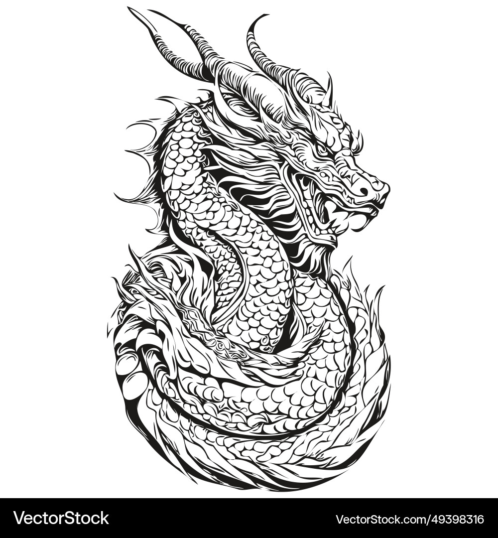 Chinese dragon silhouette new year 2024 hand Chinese dragon silhouette new year 2024 hand vector image