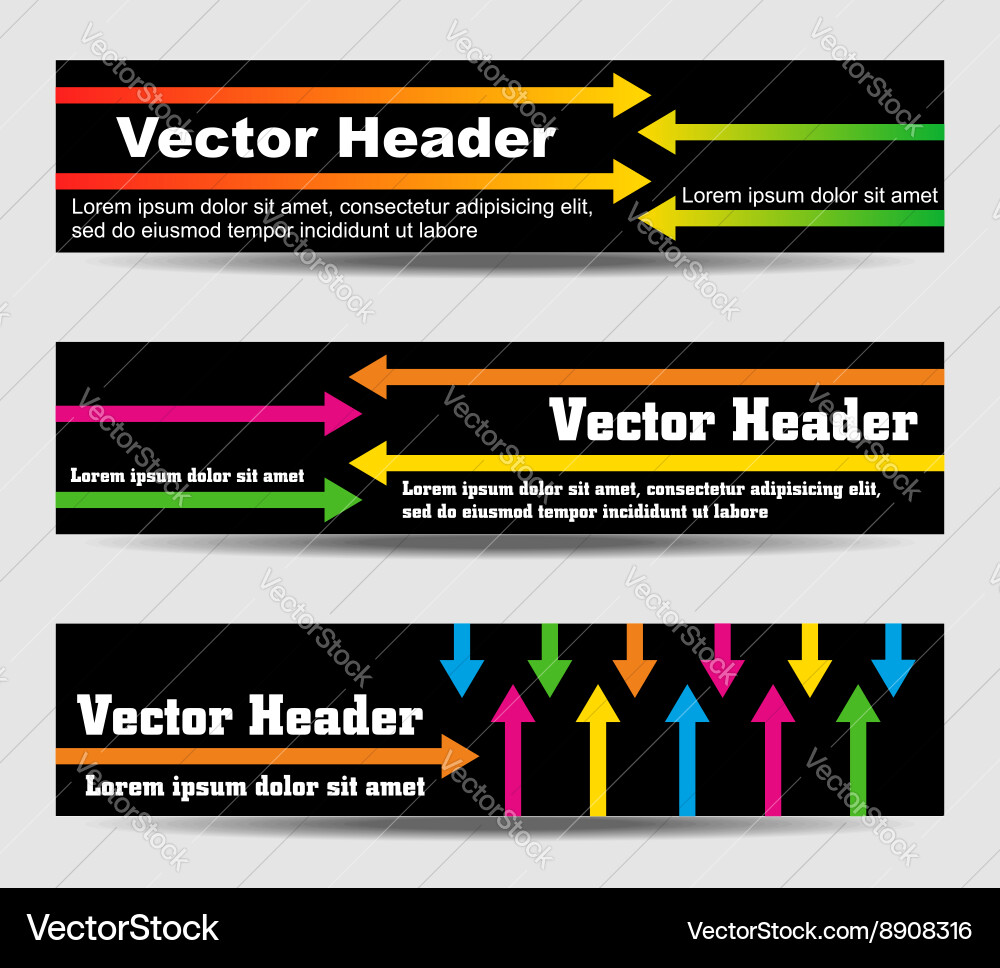 Headers with arrows and text vector image