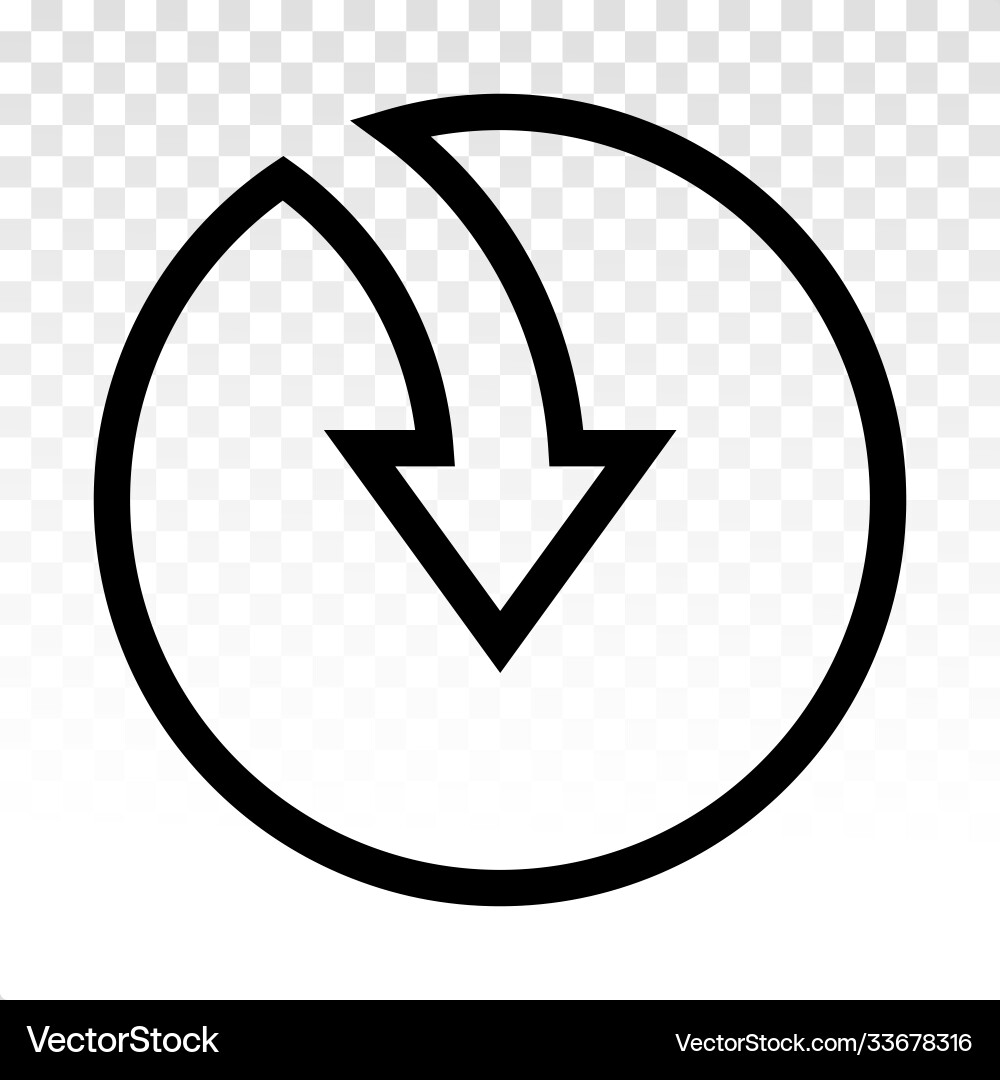 Rounded down arrow or directional line vector image
