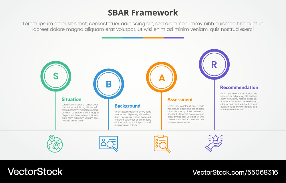 Sbar tool framework infographic concept for slide vector image