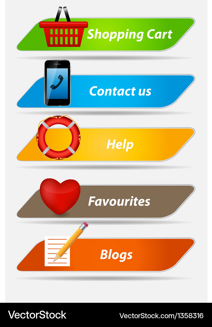 Set of buttons with icons Vector Image