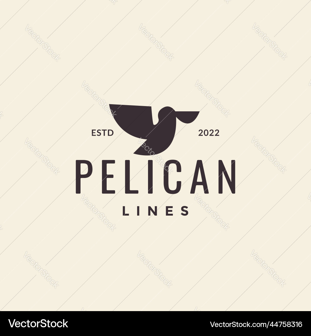 Vogel fliegen pelicat Hipster Logo Design Vogel fliegen pelicat Hipster Logo Design vektorbild