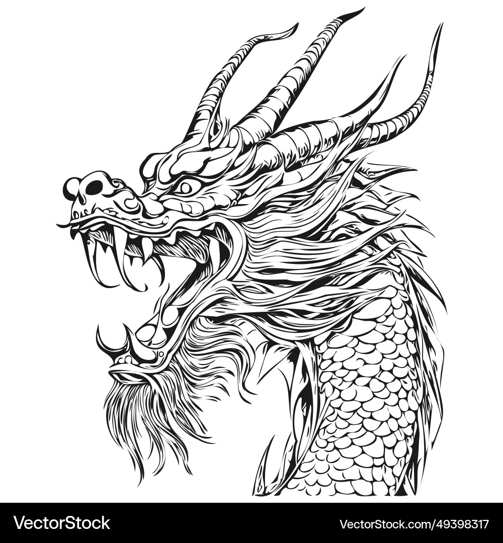 Chinese dragon silhouette new year 2024 hand Chinese dragon silhouette new year 2024 hand vector image