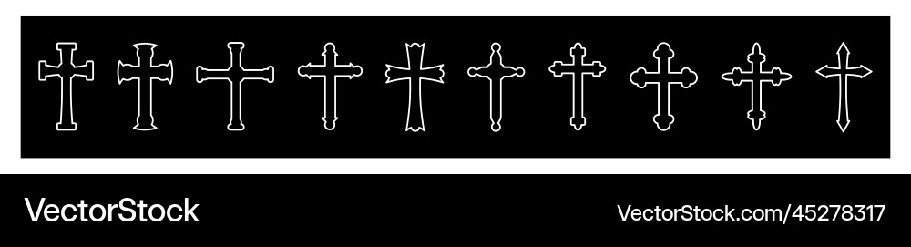 Christian Cross Icon Set Vector Image