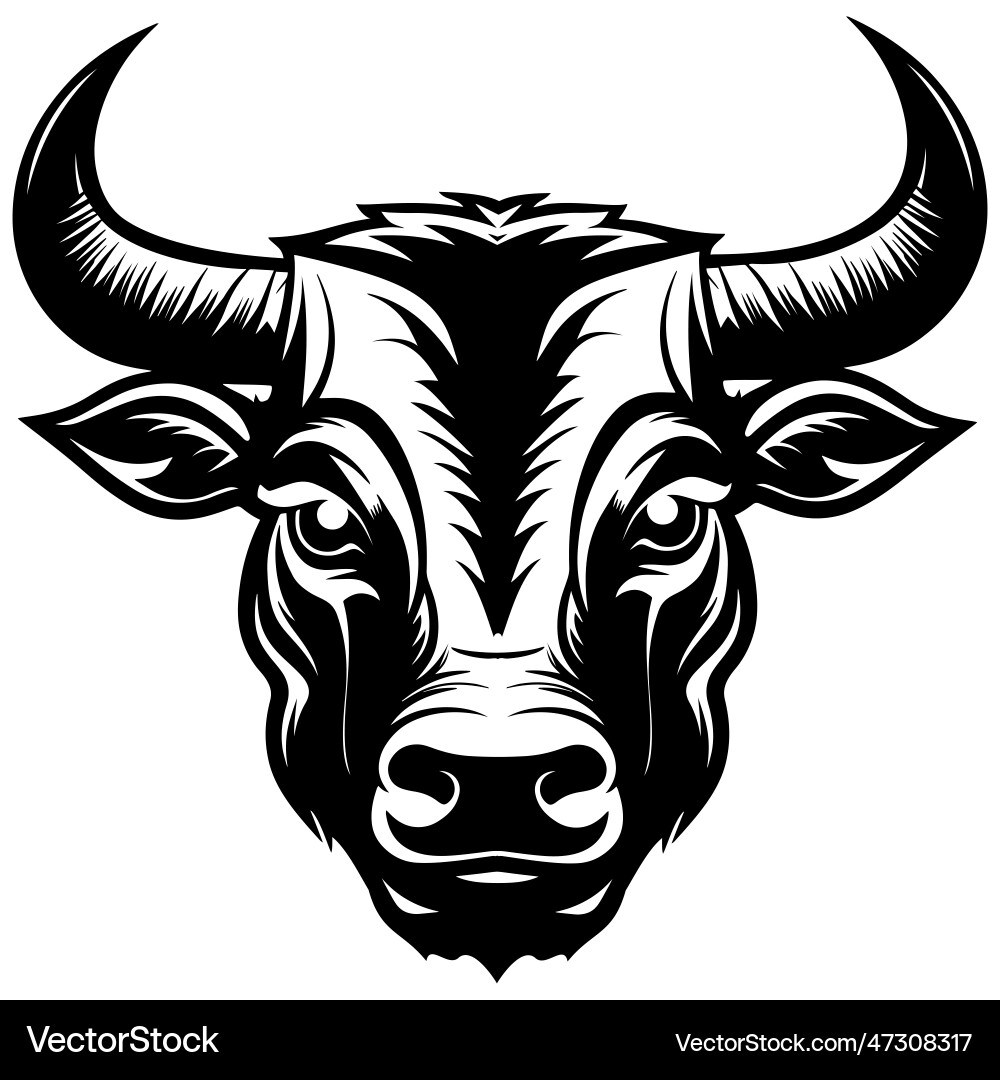 Cow Head Mascot Logo - Farm Emblem vector image
