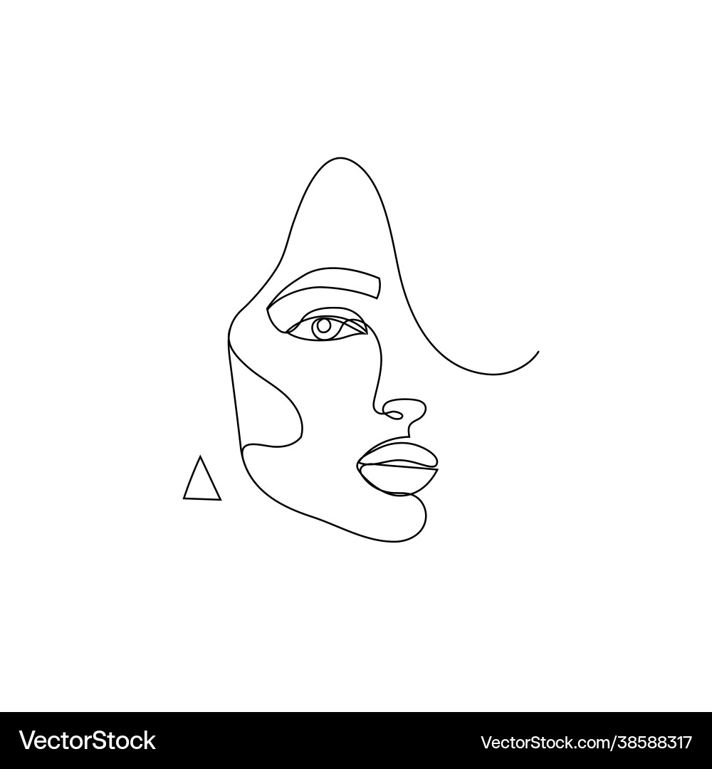Linear face art woman portrait continuous Linear face art woman portrait continuous vector image