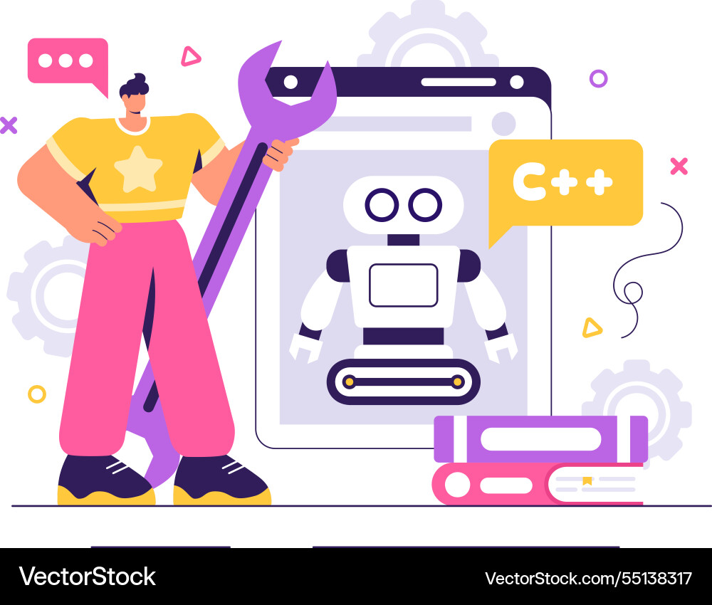 Robot programming featuring an artificial Robot programming featuring an artificial vector image