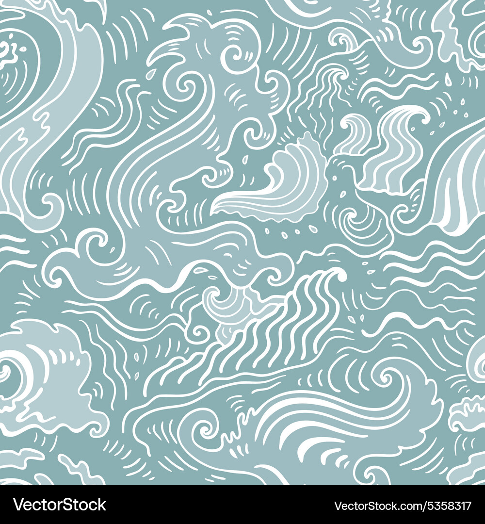 Sea waves seamless background Royalty Free Vector Image