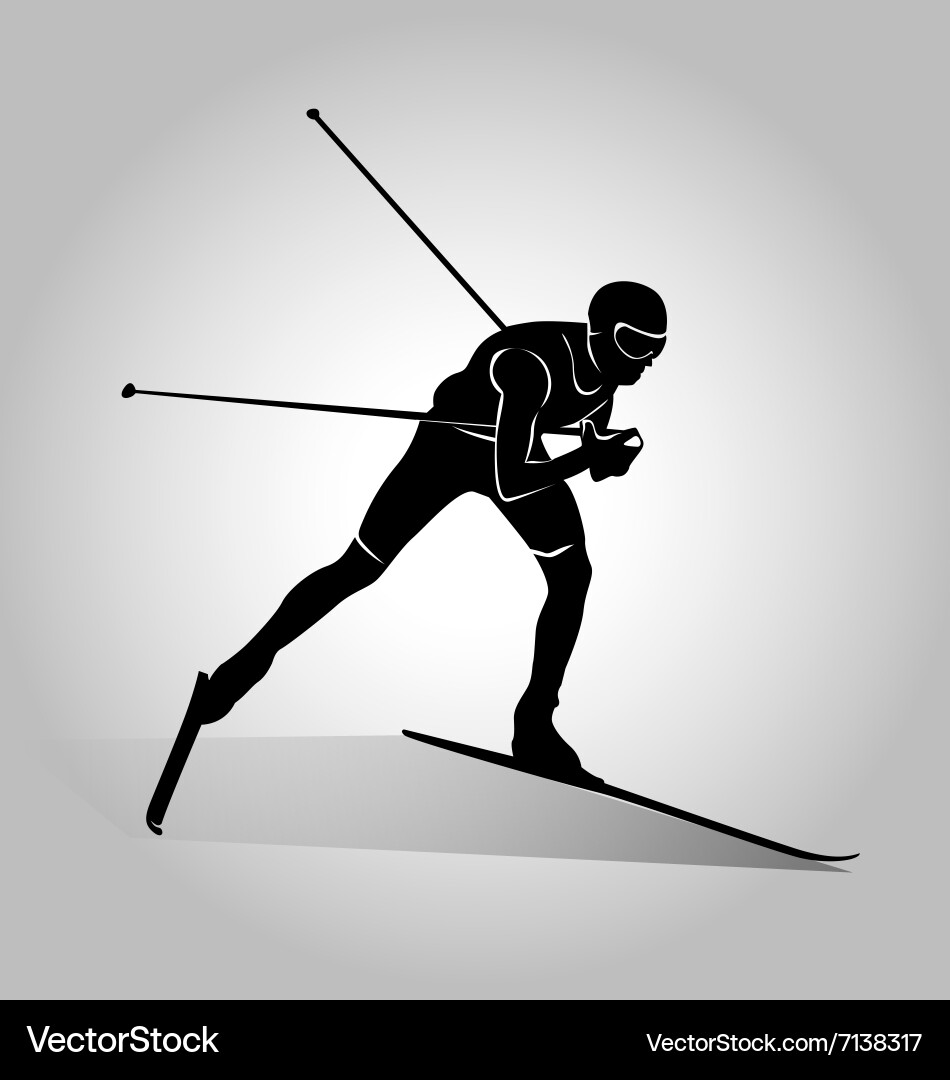 Silhouette of cross-country skiing