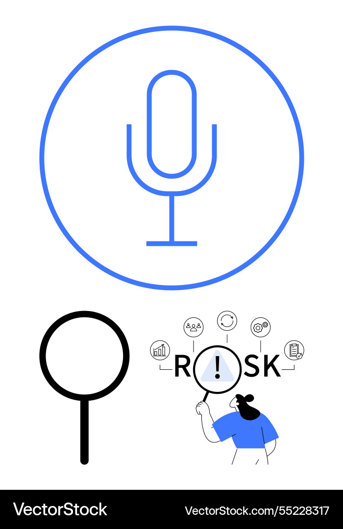 Voice command microphone and risk analysis Voice command microphone and risk analysis vector image