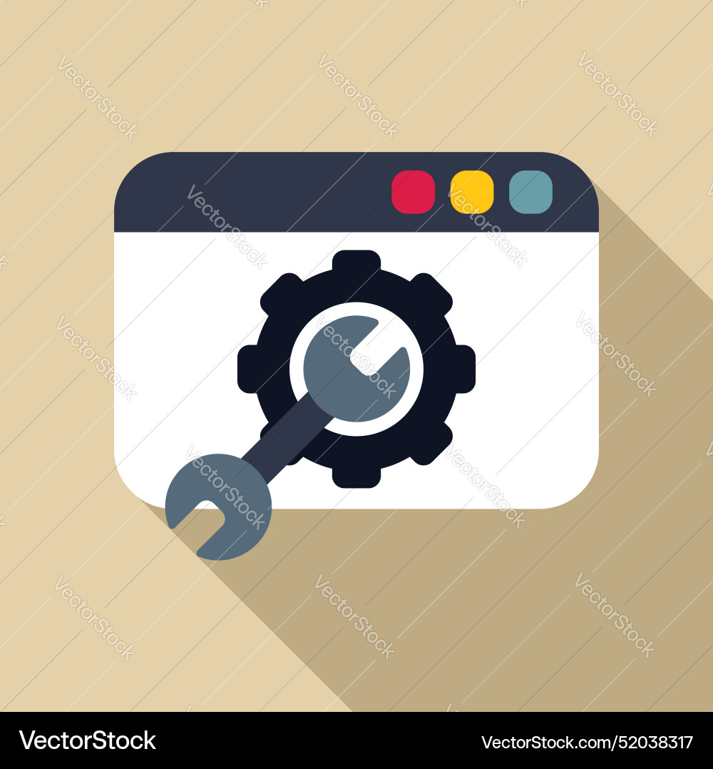 Wrench optimizing gear inside web browser window Wrench optimizing gear inside web browser window vector image