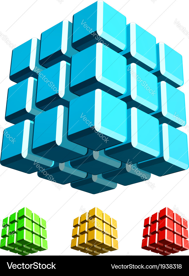 3D Cube with Rounded Edges vector image