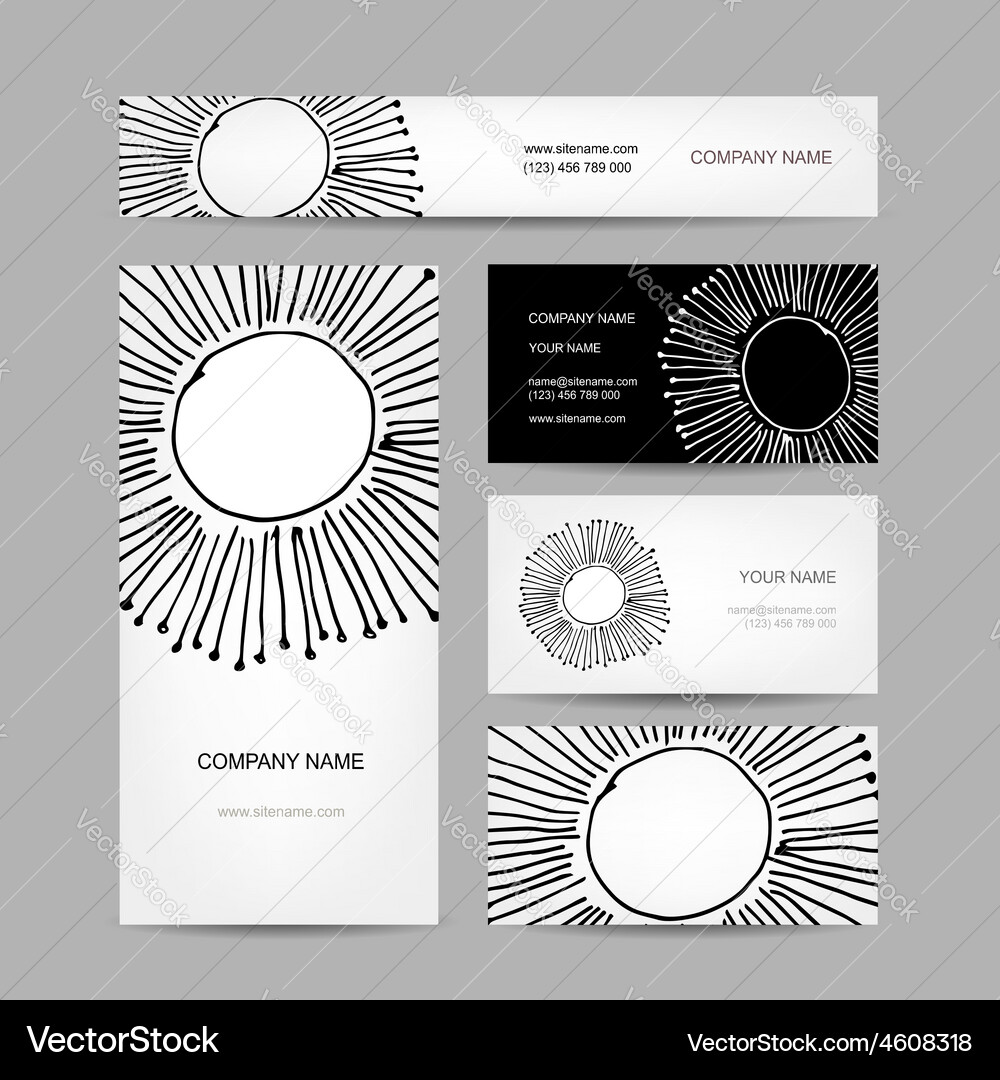 Business cards collection abstract floral design Vector Image