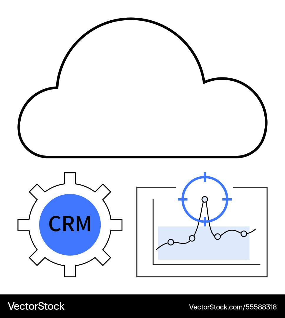 Cloud-based crm integration with data analytics Cloud-based crm integration with data analytics vector image