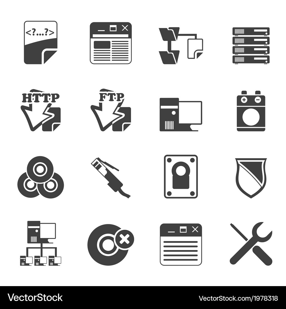 Computer Server Icons - Modern Set Vector Image