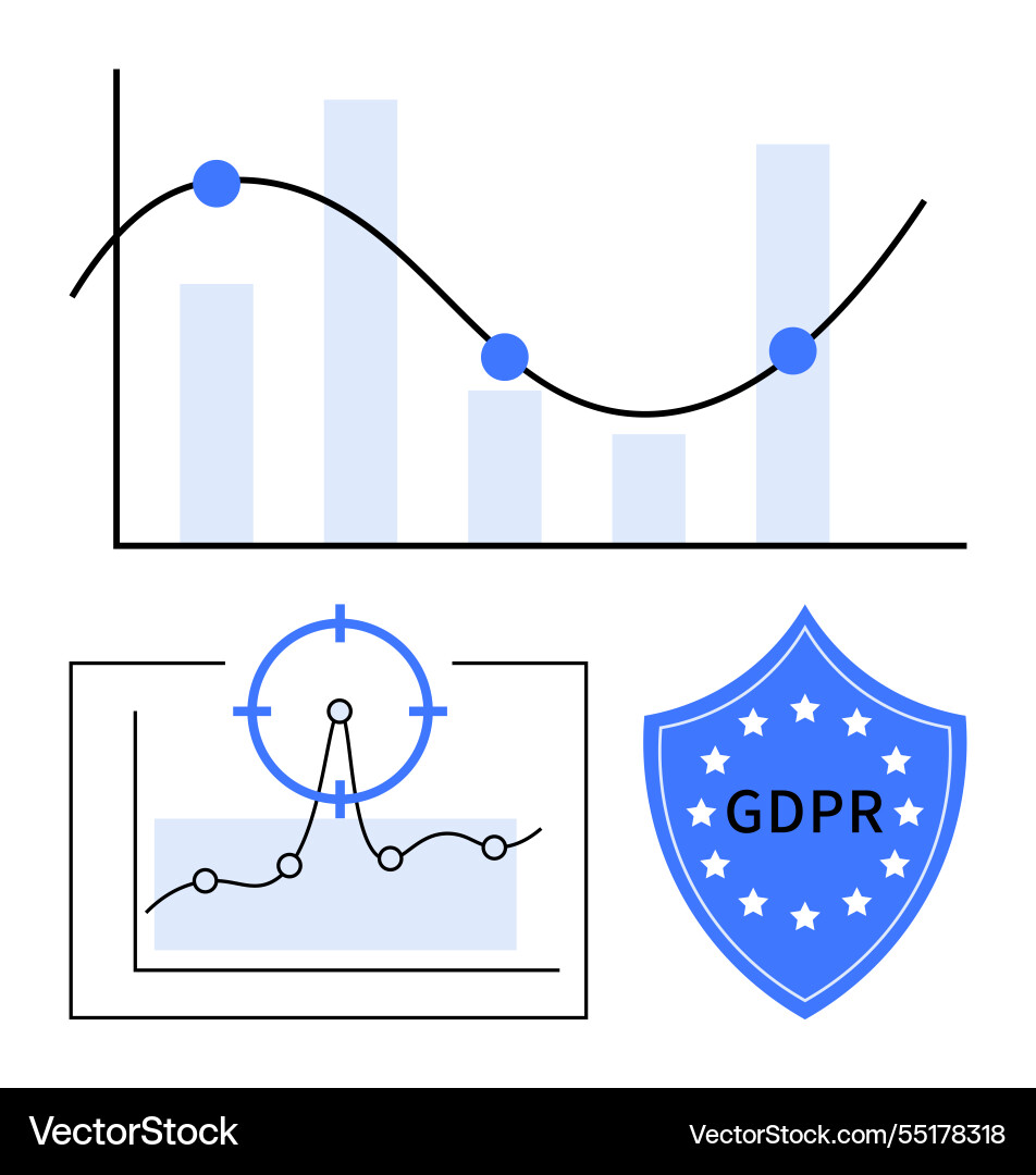 Data analytics with security focus featuring gdpr Data analytics with security focus featuring gdpr vector image