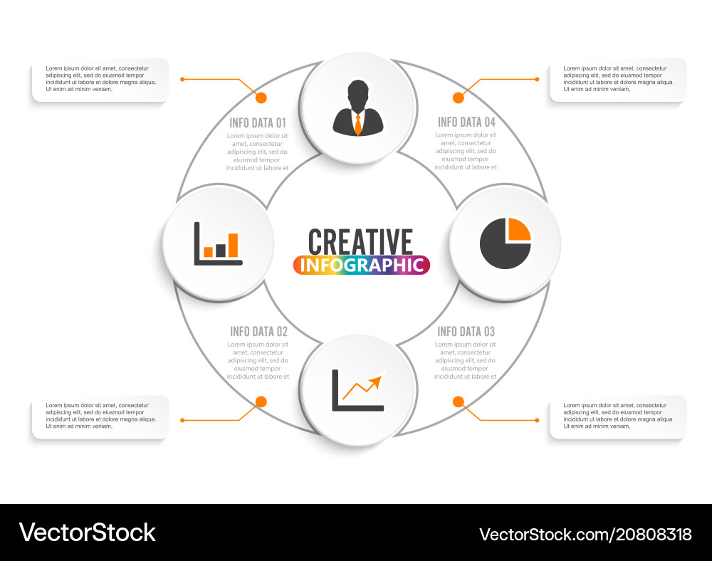Infographic circle template with 4 steps parts Vector Image