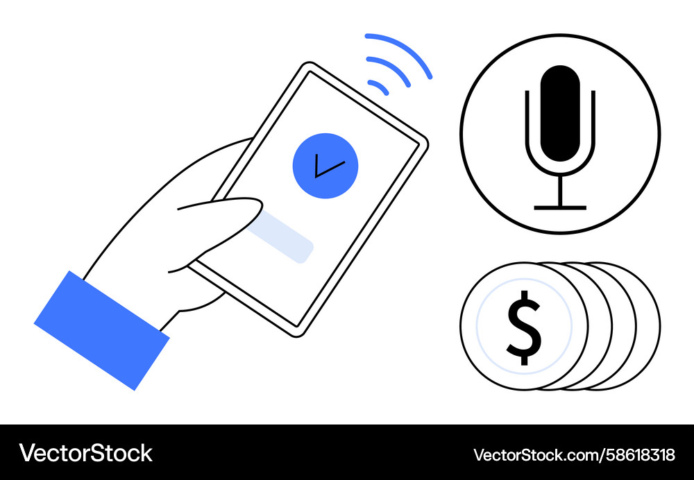 Mobile payment with voice commands and financial Mobile payment with voice commands and financial Vector Image