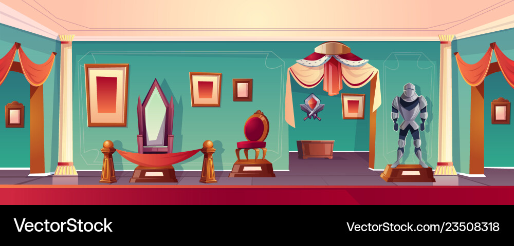 Museum background with throne medieval Museum background with throne medieval vector image