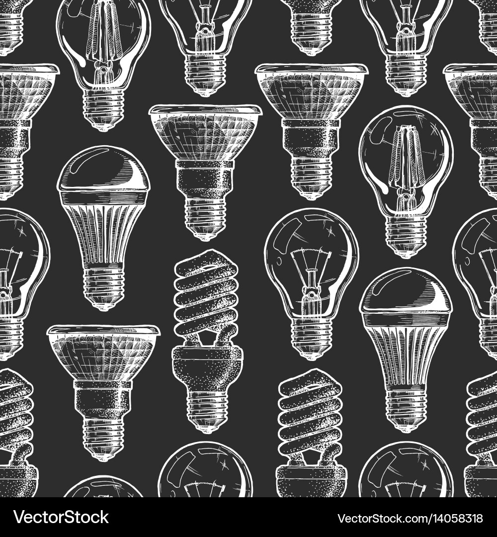 Pattern with different lightbulb Vector Image