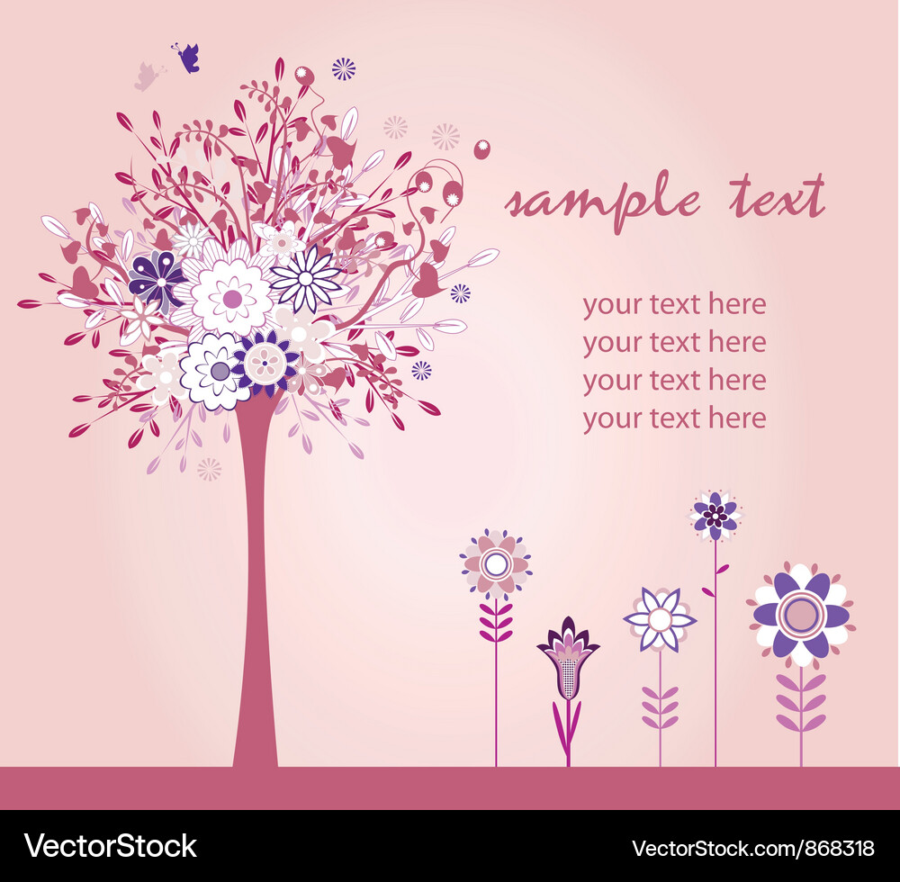 Retro background with tree Vector Image