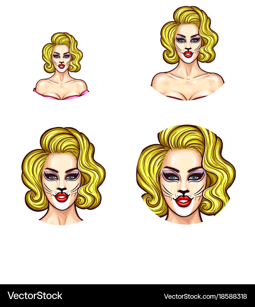 Set of pop art round avatar icons for users Vector Image