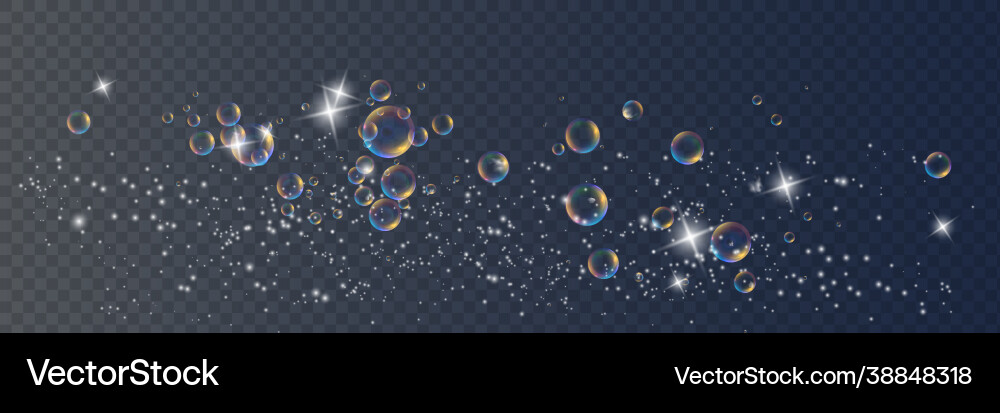Set realistic colorful soap bubbles to create Set realistic colorful soap bubbles to create Vector Image