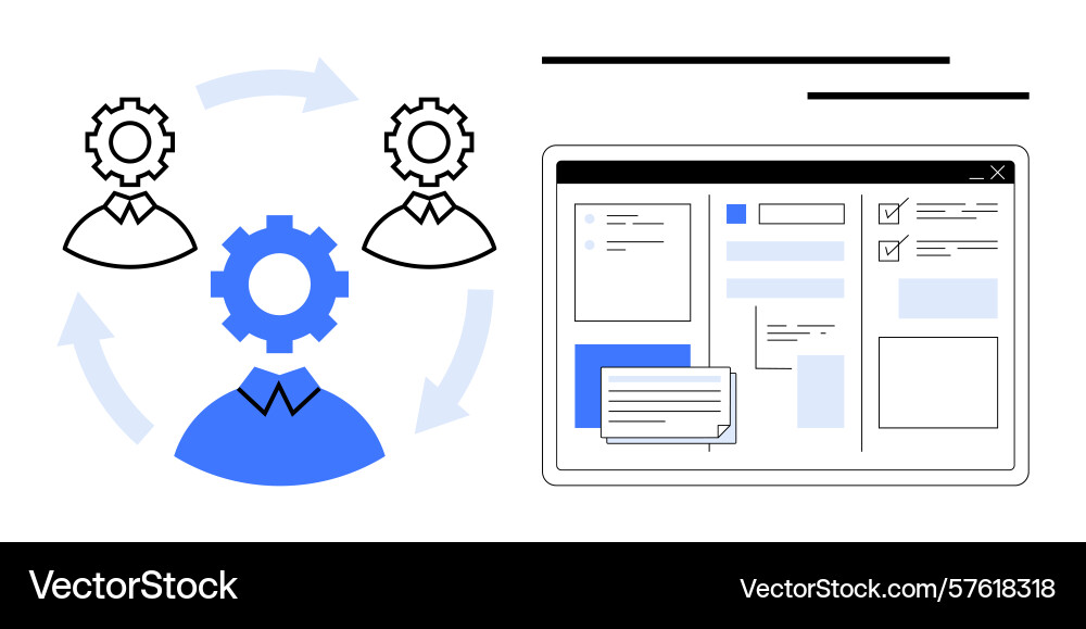 Teamwork and workflow management Teamwork and workflow management Vector Image