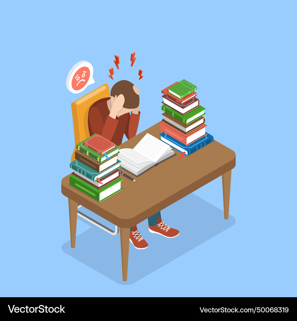 3d isometric flat of stressed 3d isometric flat of stressed vector image