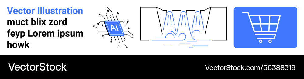 Artificial intelligence data flow and e-commerce Artificial intelligence data flow and e-commerce vector image
