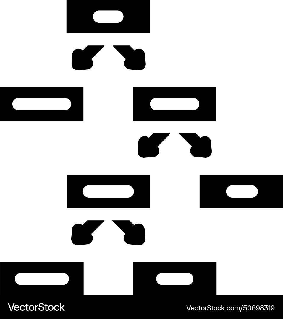 Decision tree algorithm glyph icon Decision tree algorithm glyph icon vector image