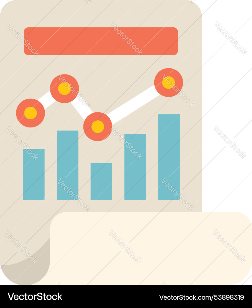 Document showing statistical graph with growing Document showing statistical graph with growing vector image