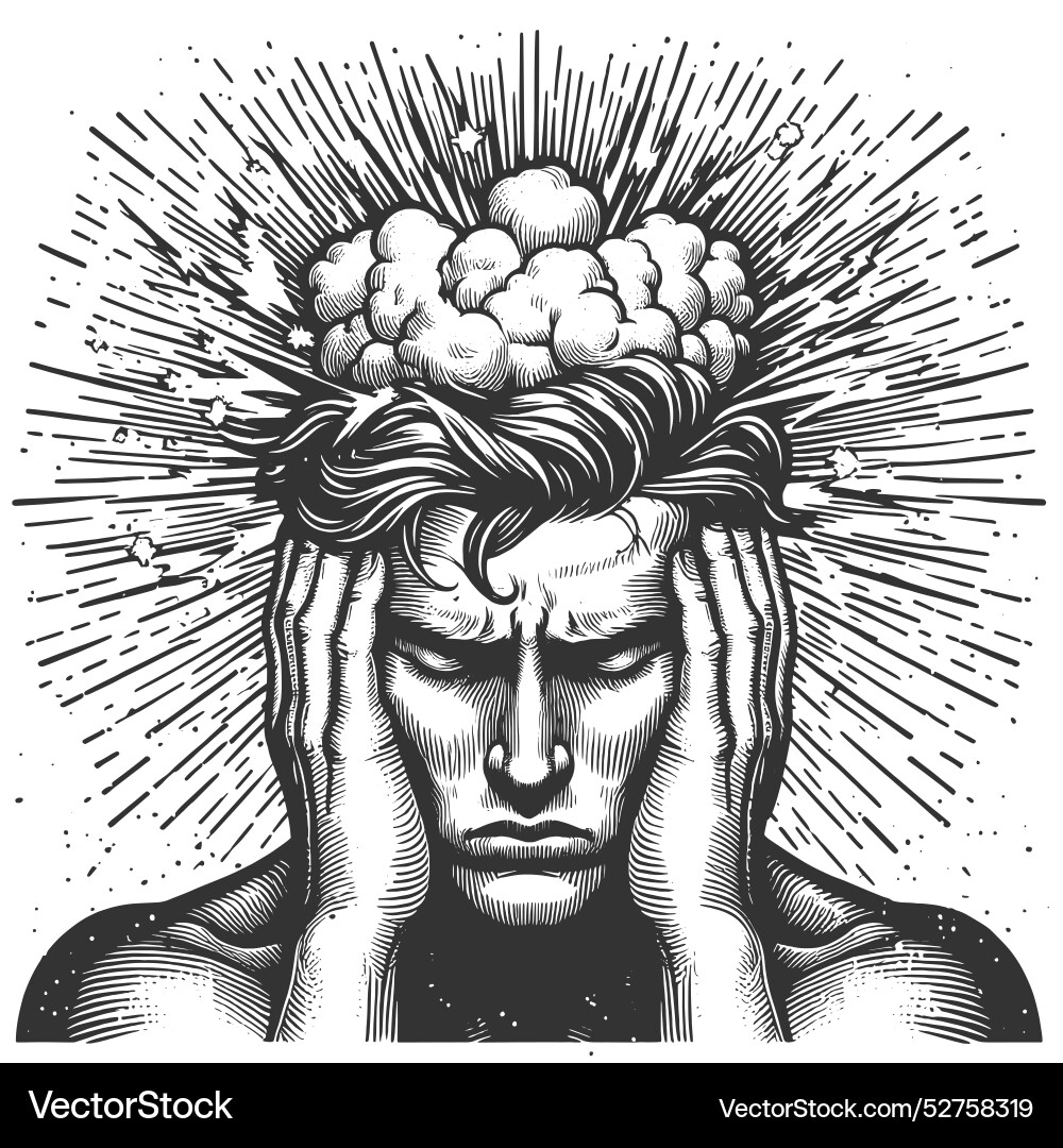 Exploding head symbolizing stress Vector Image